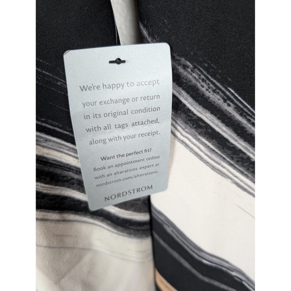 Maggy London Dress Womens 2 Midi V Neck Abstract Stripe Long Sleeve Cocktail Par - Picture 4 of 11